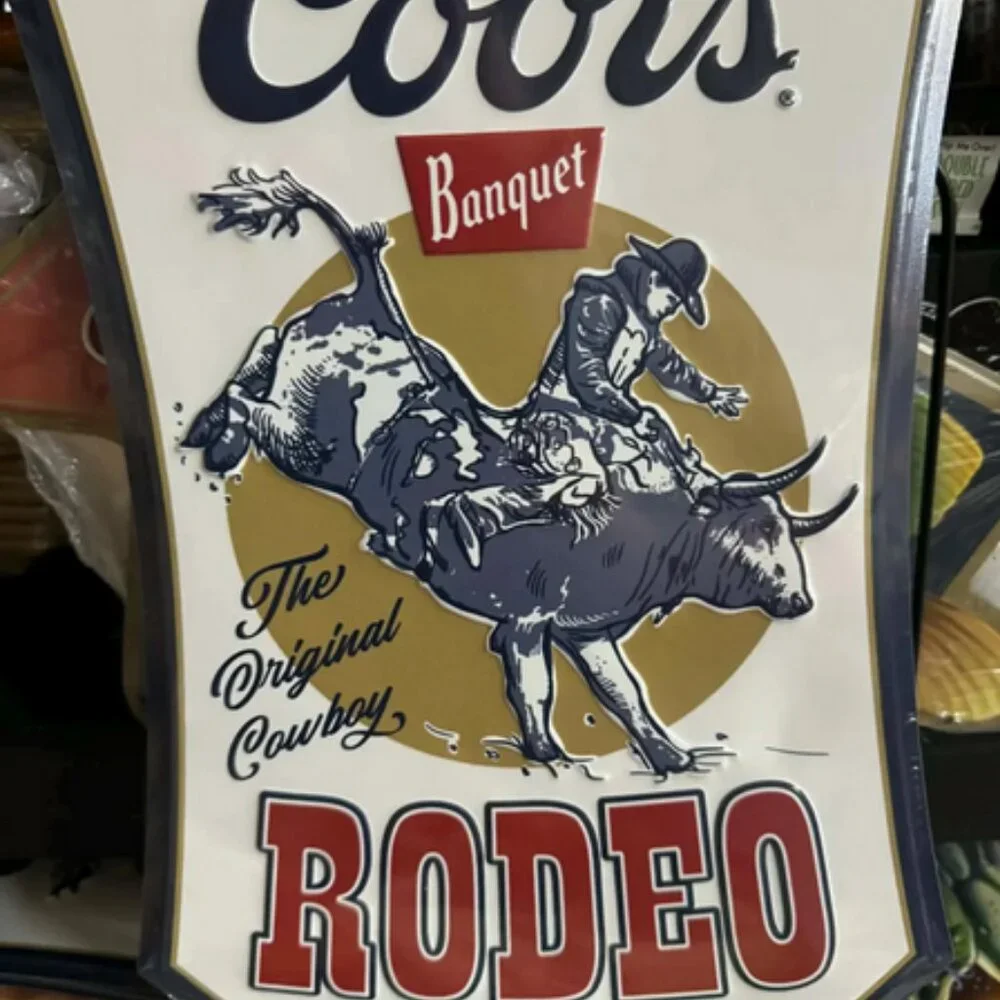 Coors Banquet Rodeo Metal Sign‎ – “The Original Cowboy” Bull Rider Wall Art